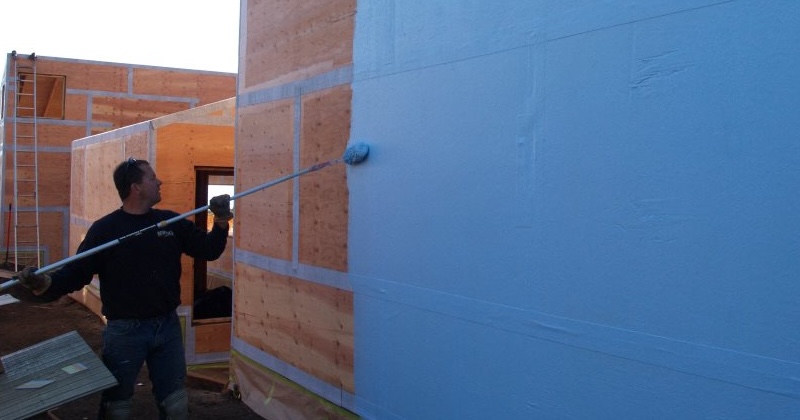 Air and moisture barrier installation on commercial exterior